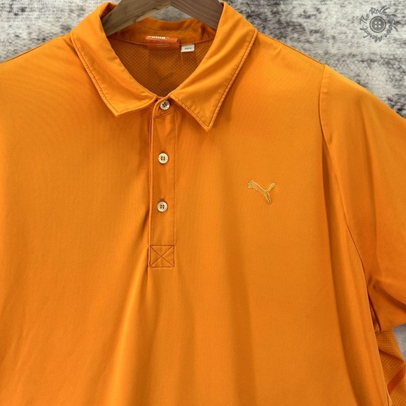 Puma Sport Lifestyle Short Sleeve Golf Polo Shirt Orange Stripe Logo - Men's XL‎ - Picture 3 of 12